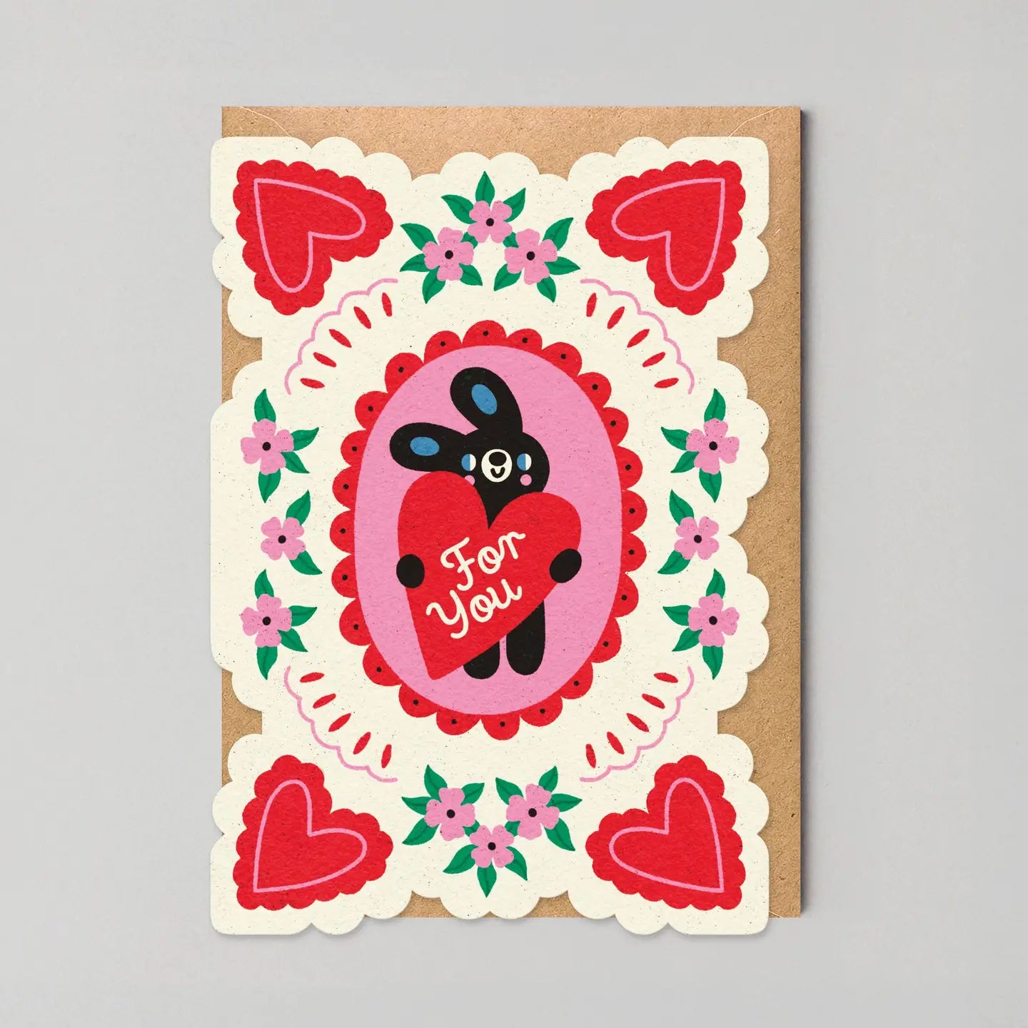 Hearts and Bunny For You Card