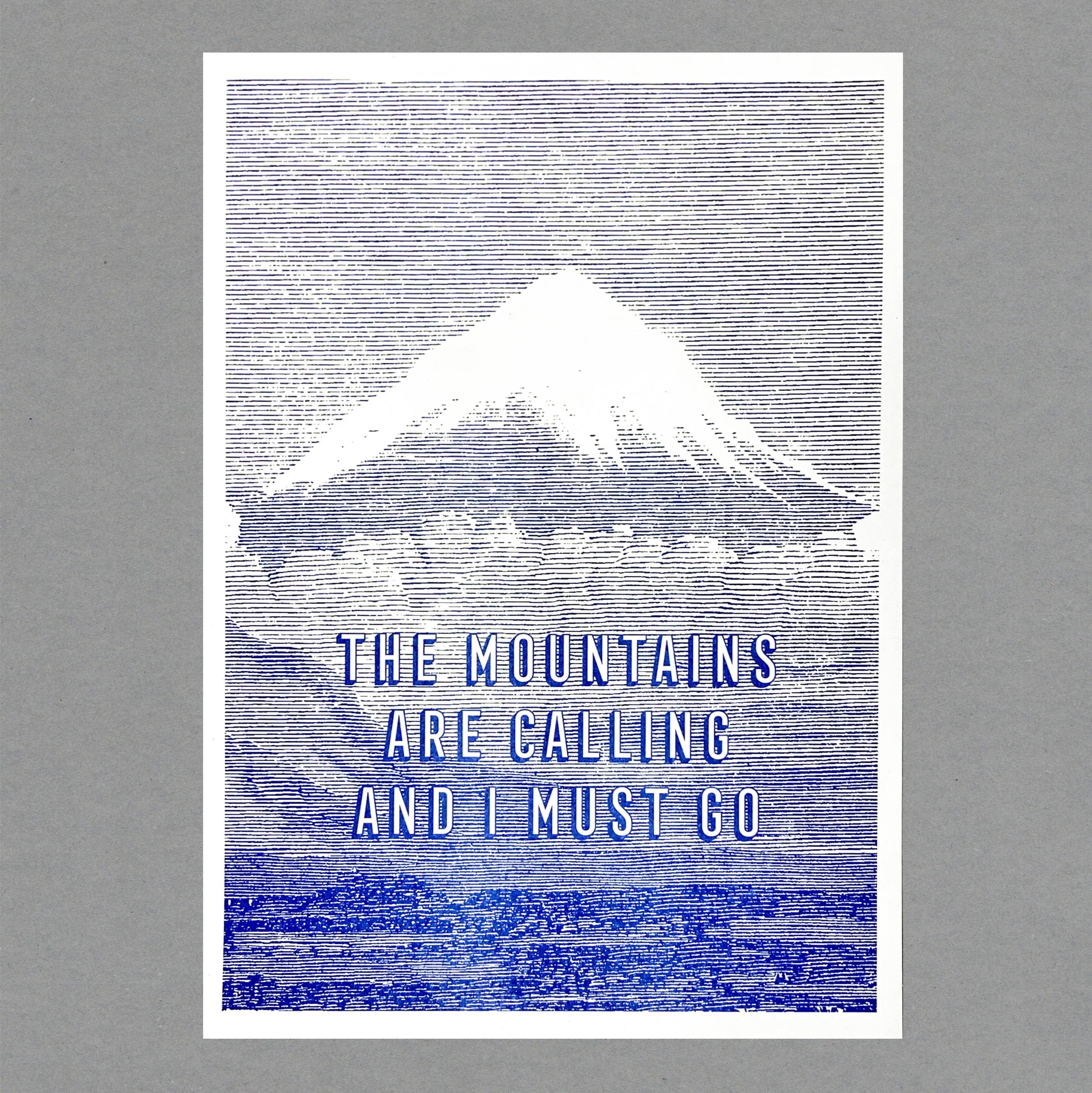 The Mountains Risograph Print