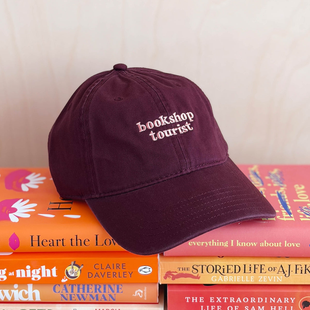 Bookshop Tourist - Cotton Baseball Cap - Burgundy