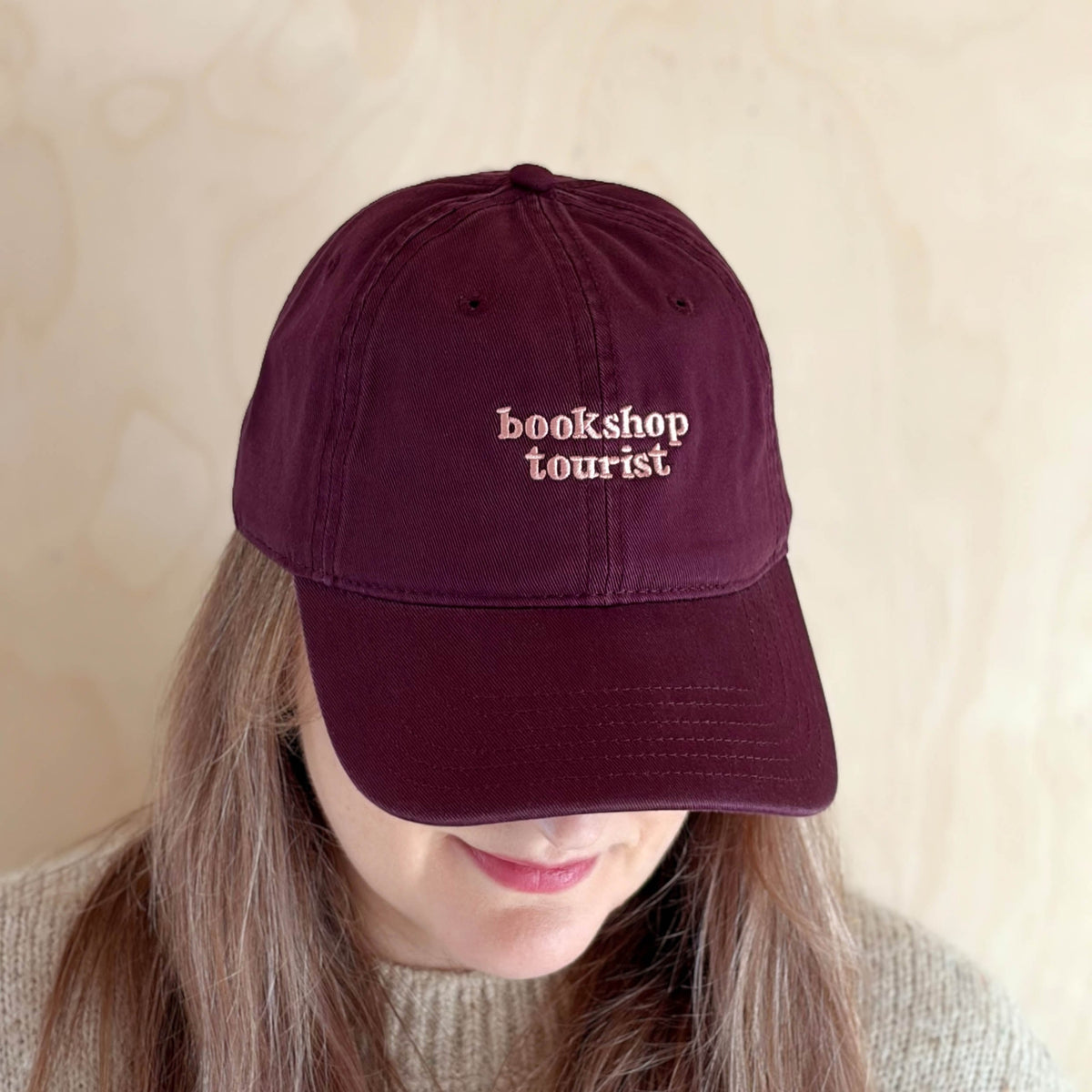 Bookshop Tourist - Cotton Baseball Cap - Burgundy