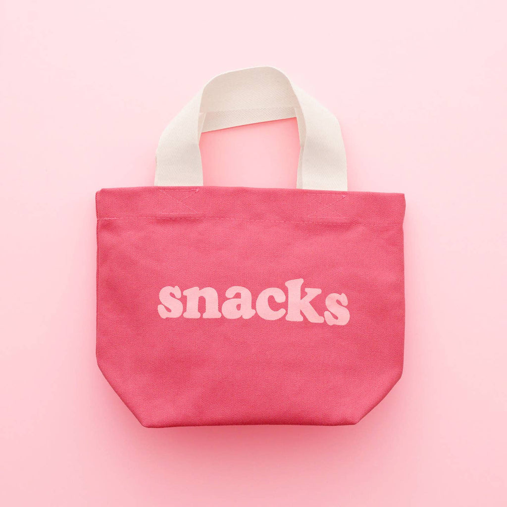 Snacks - Little Bright Pink Canvas Bag