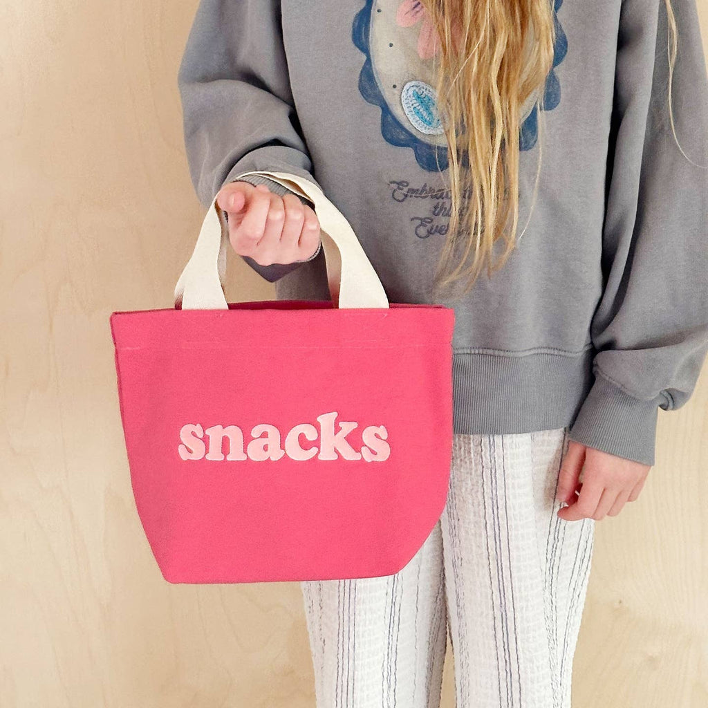 Snacks - Little Bright Pink Canvas Bag