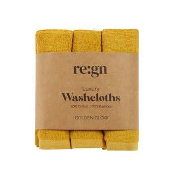 Re:gn Luxury Bamboo Face Cloths – Ultra-Soft - 3 Pack - Golden Glow