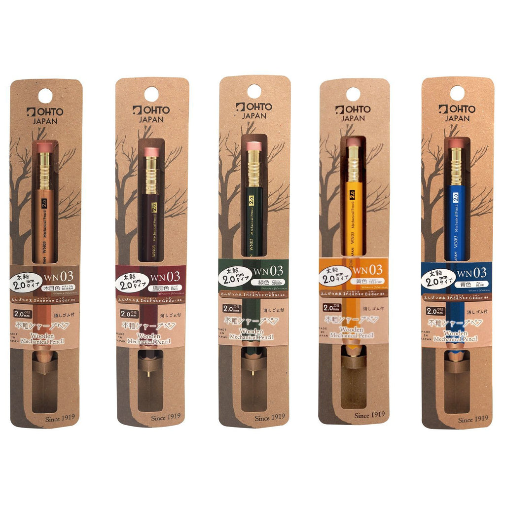 OHTO WN03 Wooden Mechanical Pencil 2.0 - 5 Colours