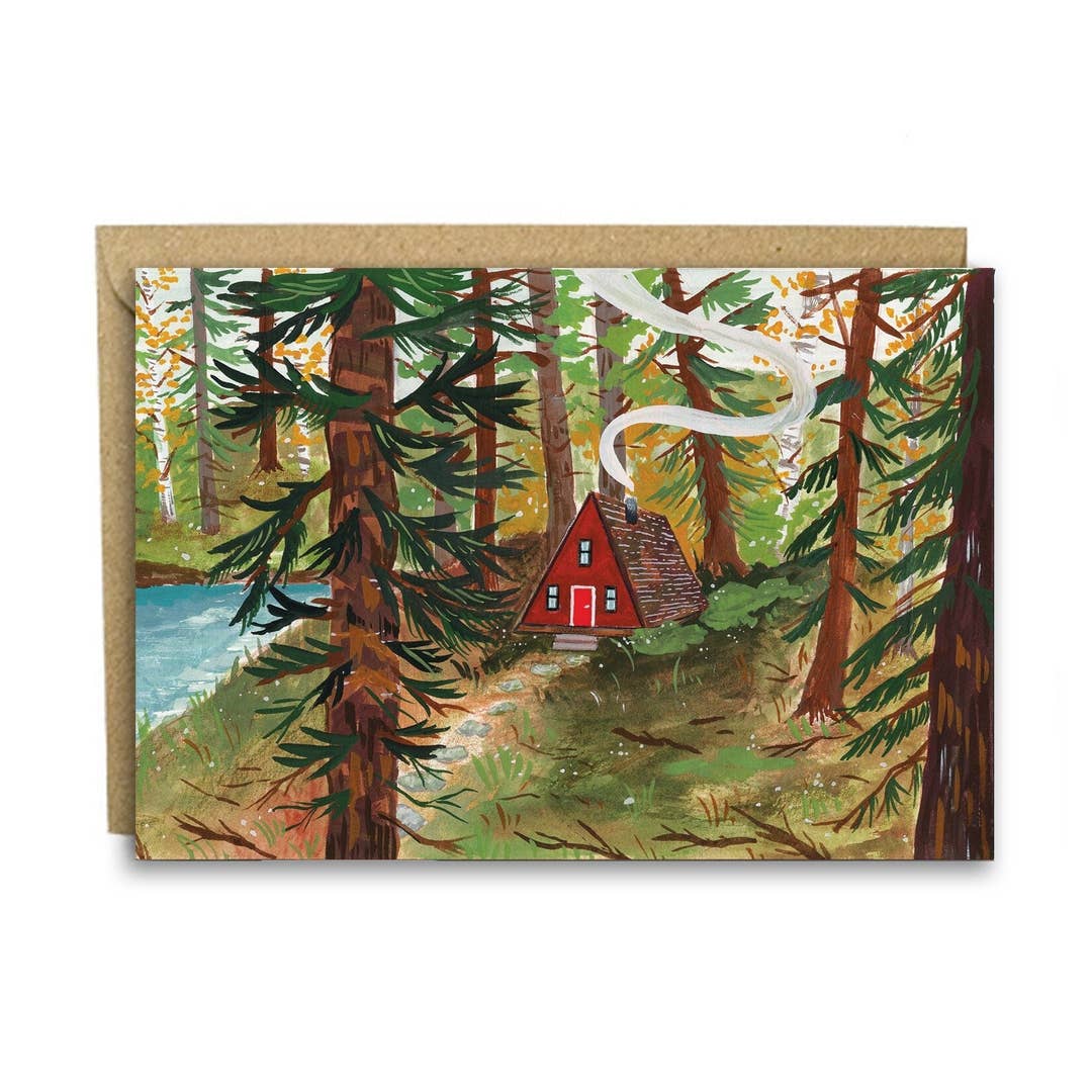 A-Frame Cabin in the Woods Card