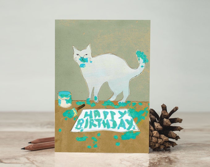 Messy Cat Birthday Card