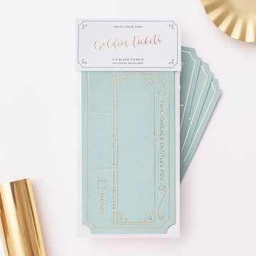 Blank Gift Voucher Pack | Set of 3 Hot Foil Golden Tickets