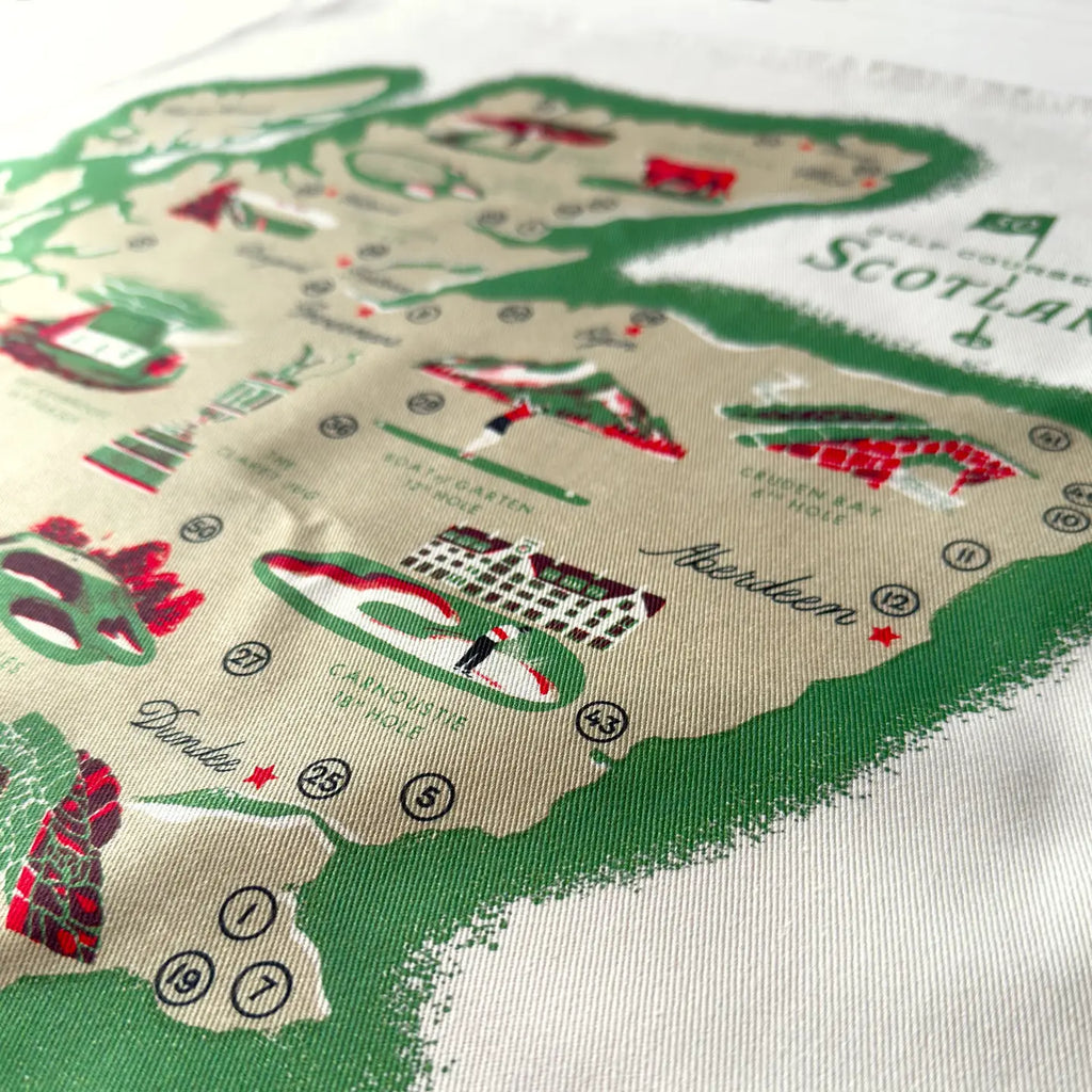 Golf Courses of Scotland Tea Towel