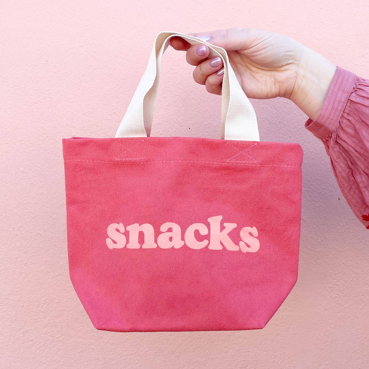 Snacks - Little Bright Pink Canvas Bag