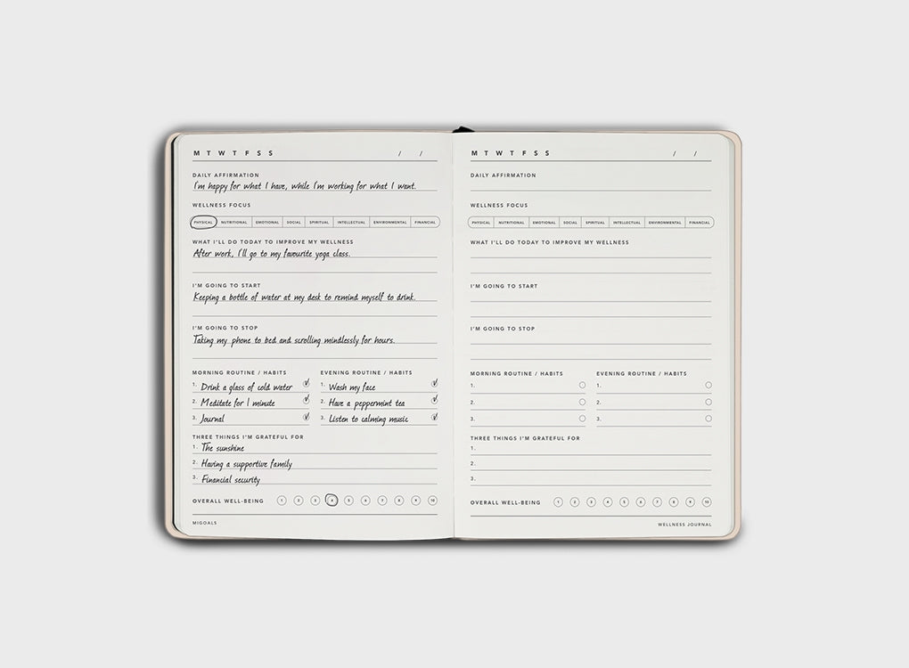 Migoals B6 Wellness Journal — 8 Pillars of Wellness - Just Peachy