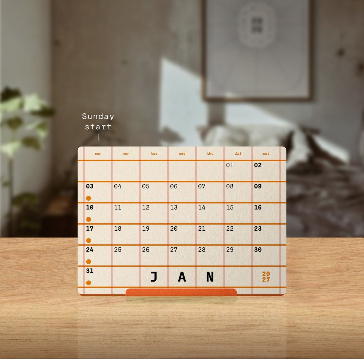 2027 Monthly Desk Calendar (Squared)