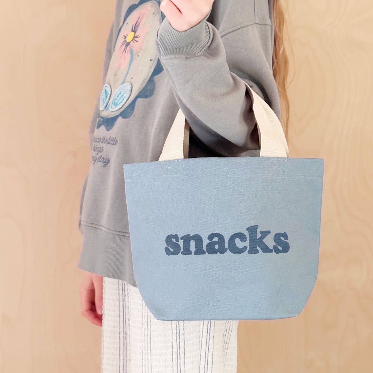 Snacks - Little Light Blue Canvas Bag