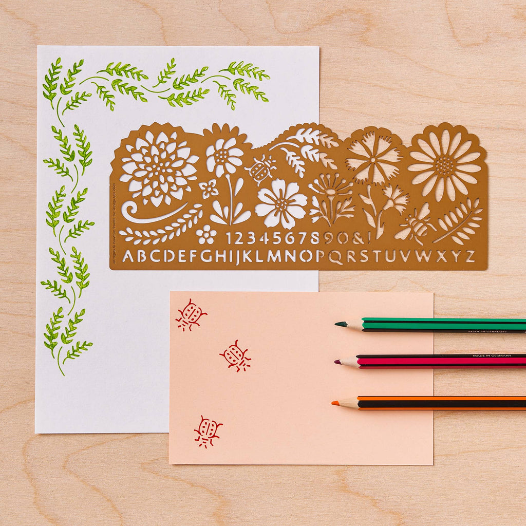Botanical Drawing Stencil, Arts And Journaling In Brass