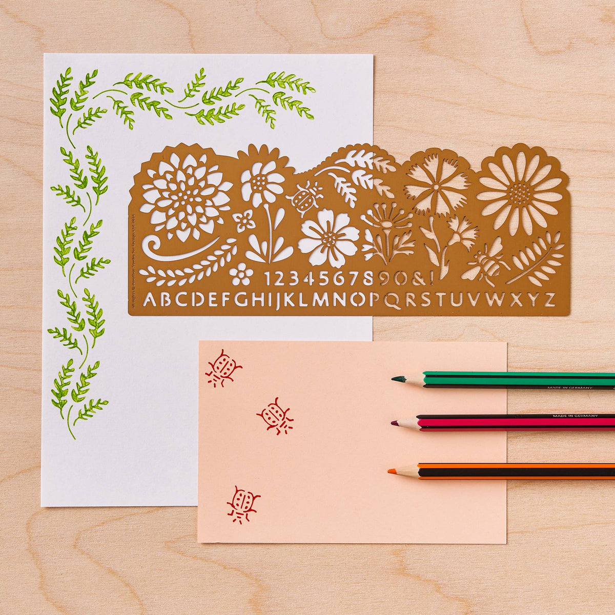 Botanical Drawing Stencil, Arts And Journaling In Brass