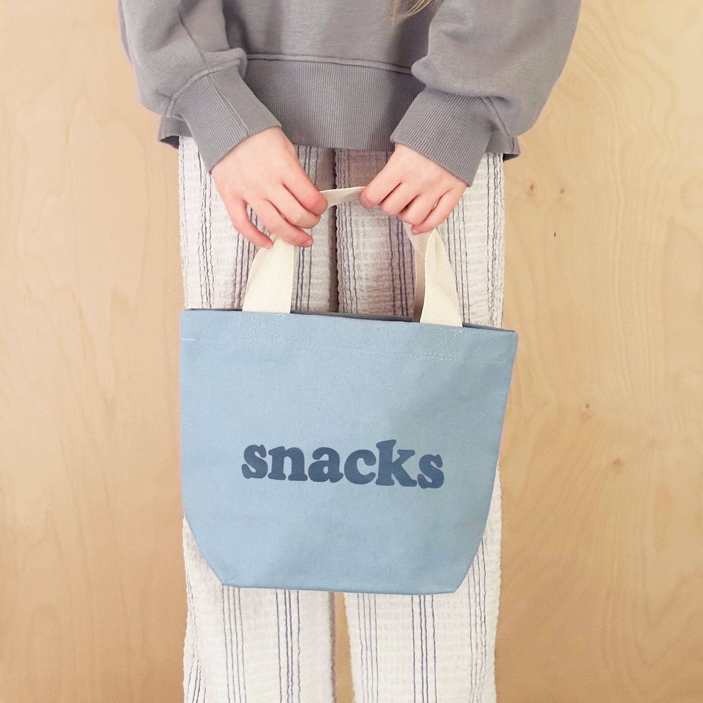Snacks - Little Light Blue Canvas Bag