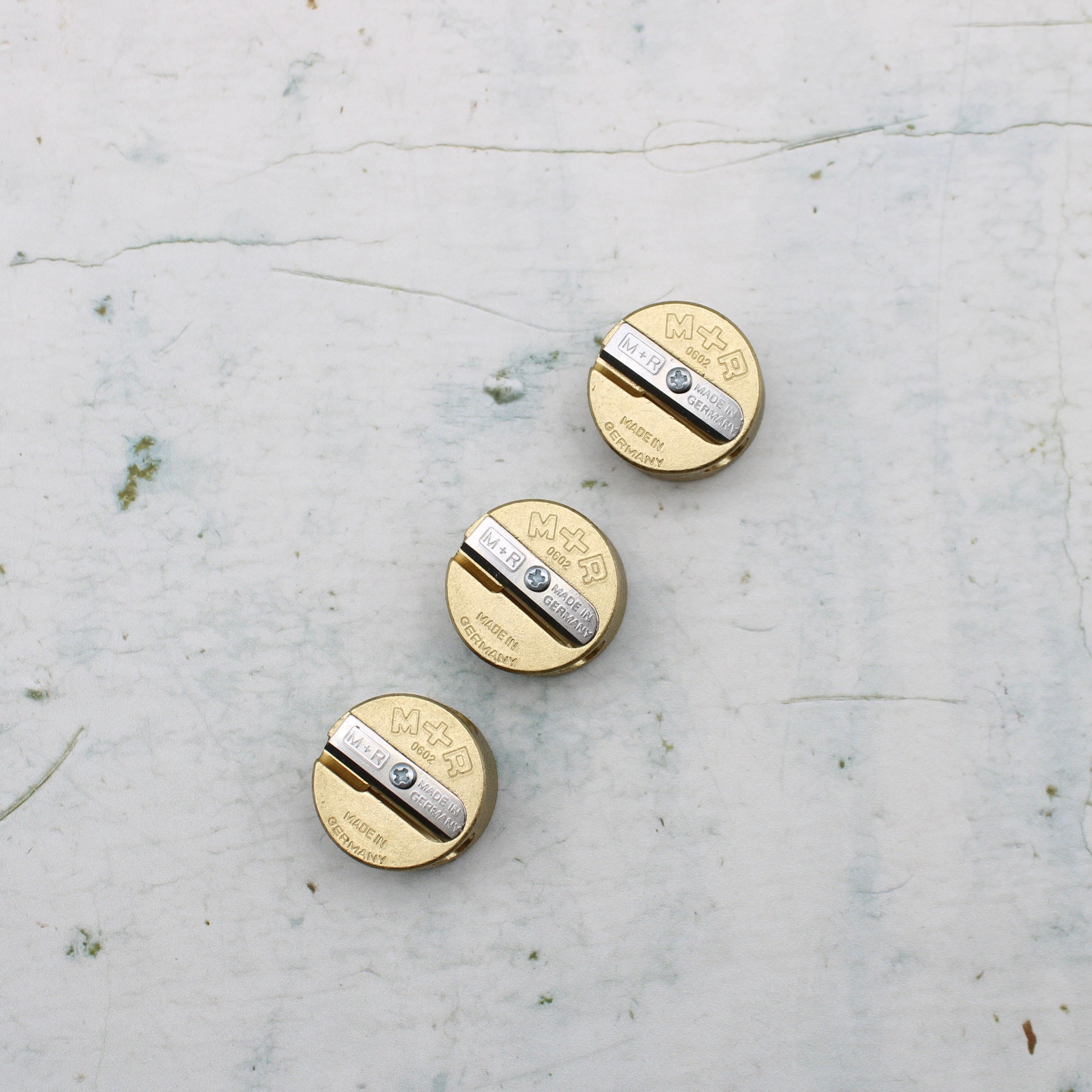 M&R Solid Brass Discos Pencil Sharpener