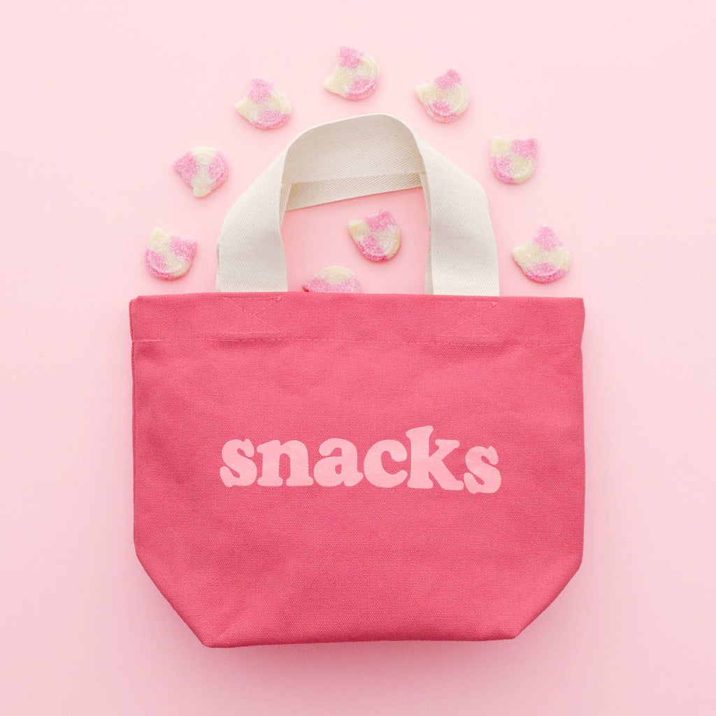 Snacks - Little Bright Pink Canvas Bag
