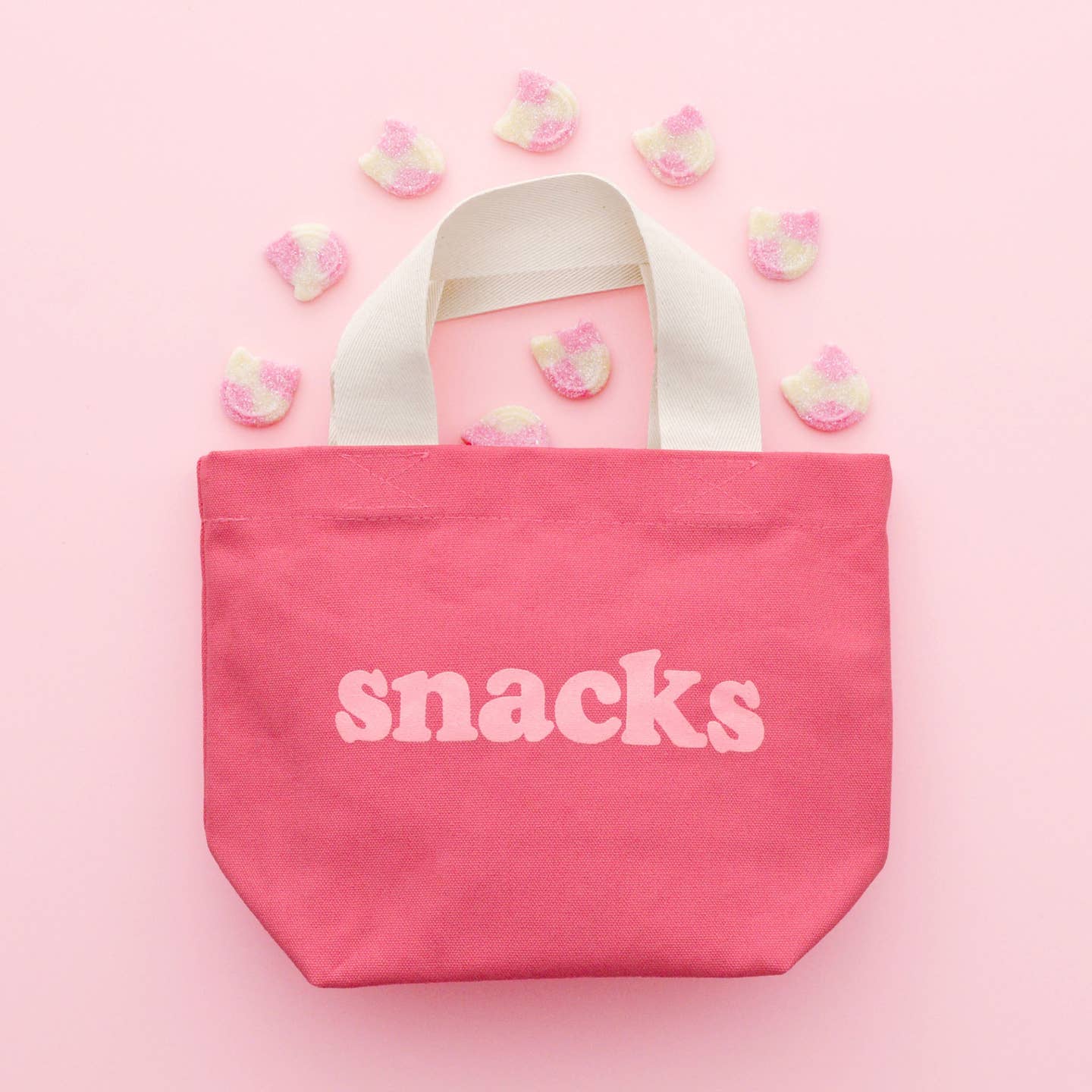 Snacks - Little Bright Pink Canvas Bag
