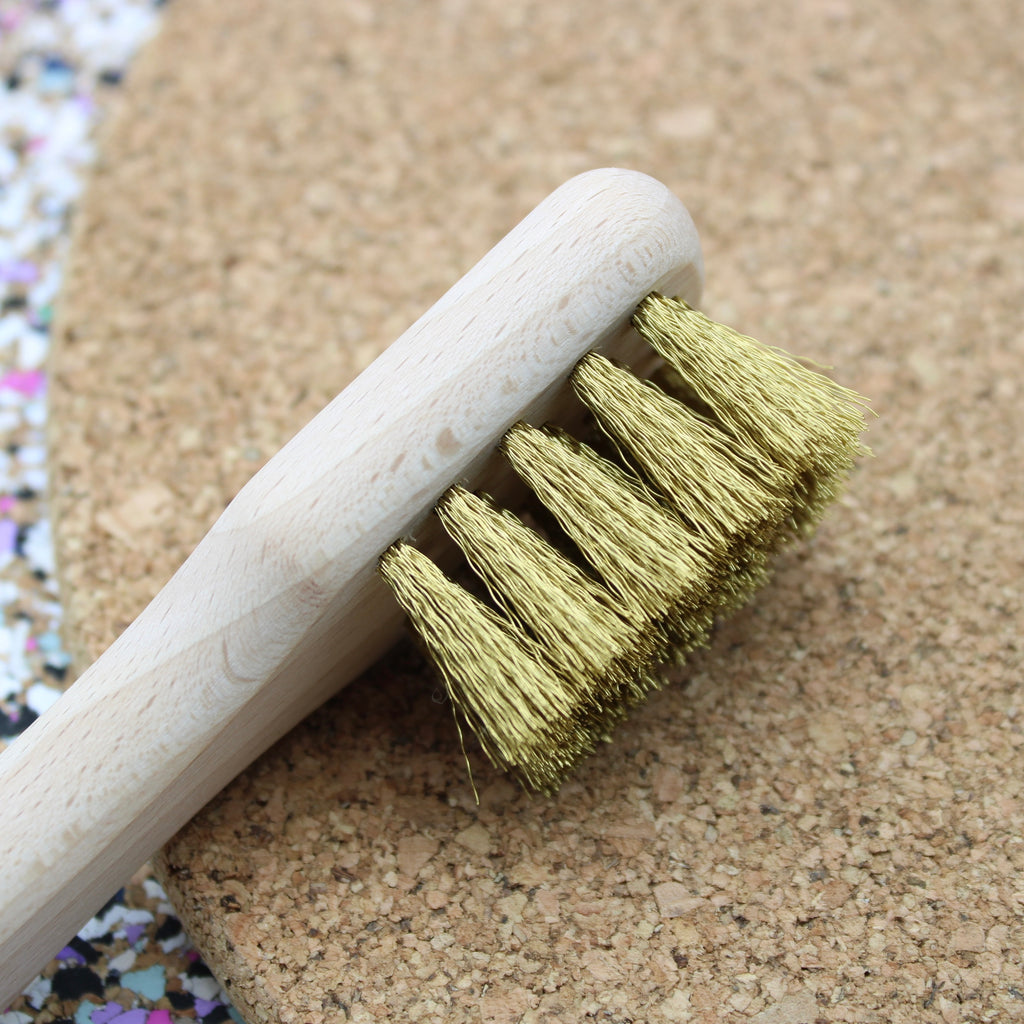 Suede Brush with Brass Wire & Handle
