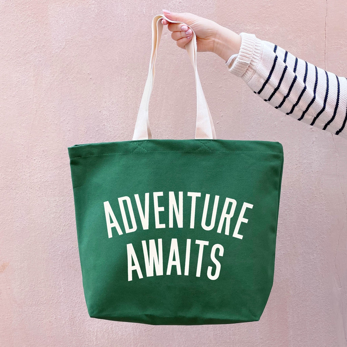 Adventure Awaits - Forest Green Canvas Tote Bag