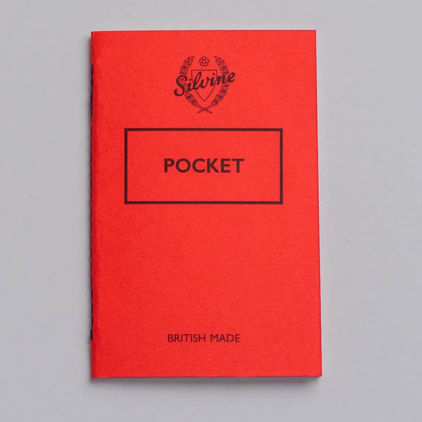 A Red pocket notebook with 'Silvine' branding from the Pencil Me In stationery shop.