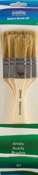 Set of paint brushes with Seawhite branding on a green and white background