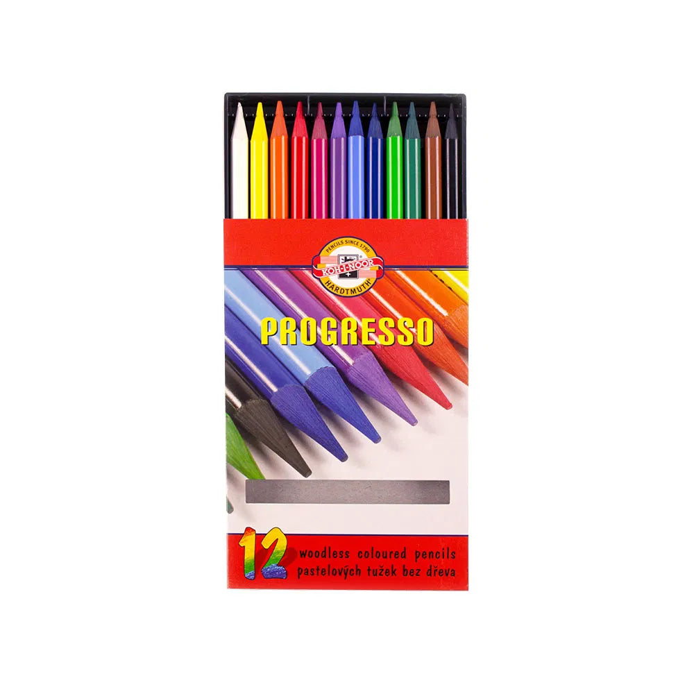 Progresso Solid Coloured Pencil Set - Box of 12