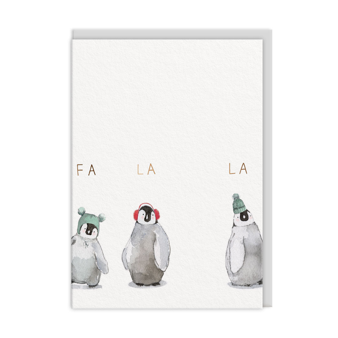 Fa La La Penguins Greeting Card