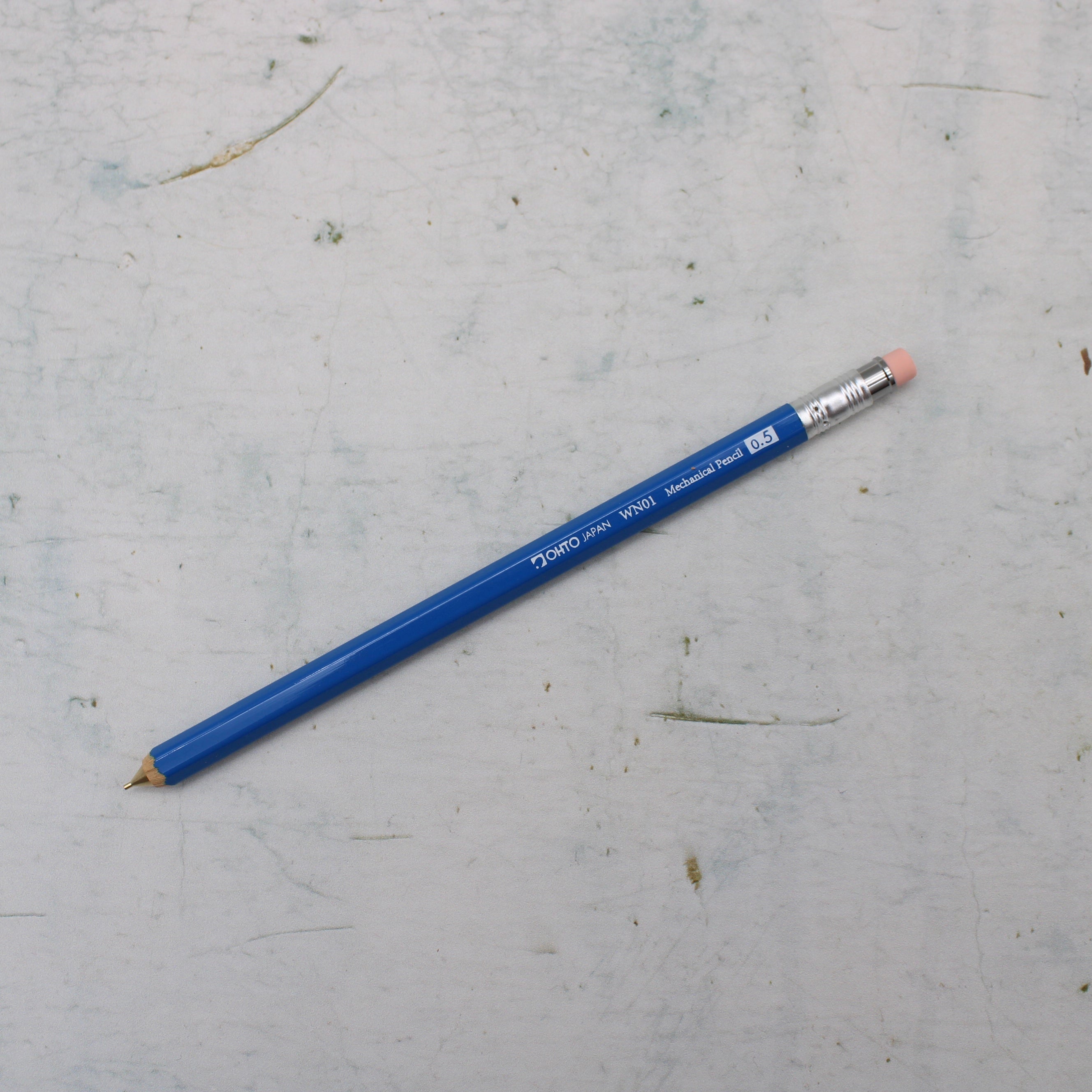 A Blue wooden mechanical pencil from the Pencil Me In stationery shop. 