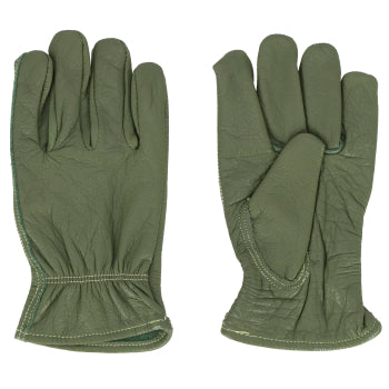 Leather Gloves Cow Hide Green - Medium