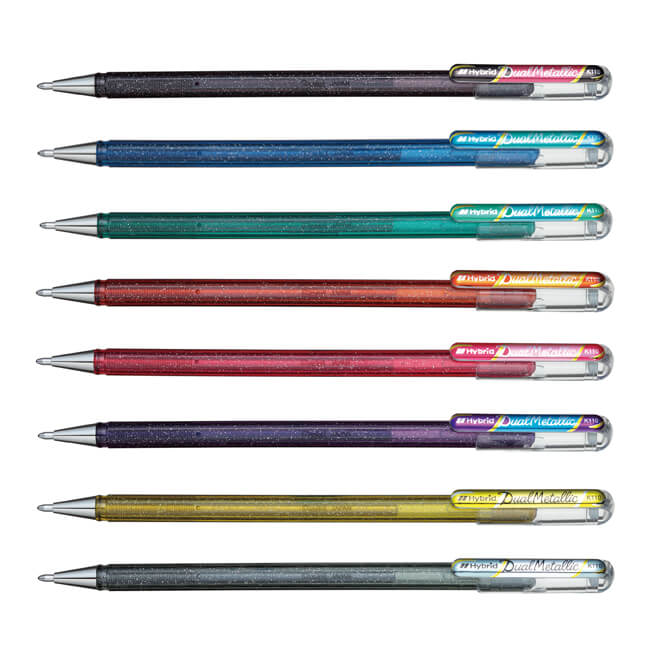 Pentel Dual Metallic Gel Pen -10 Colours