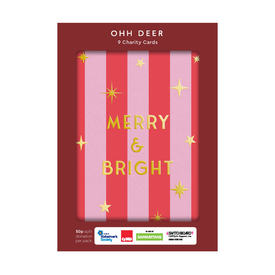 Stripe x3 Charity Christmas Cards Pack of 9