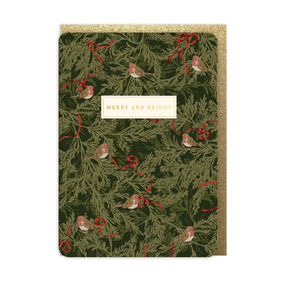 Bows and Robins Greeting Card