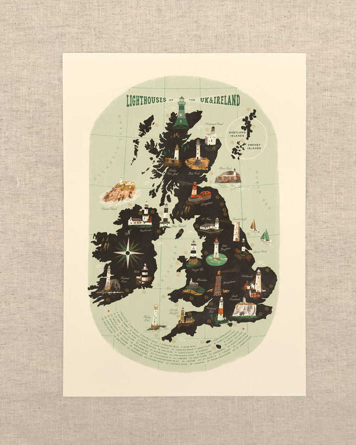 Lighthouses of the UK & Ireland A3 Print