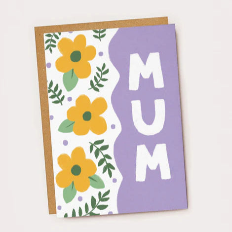 MUM, lilac with yellow flowers Card