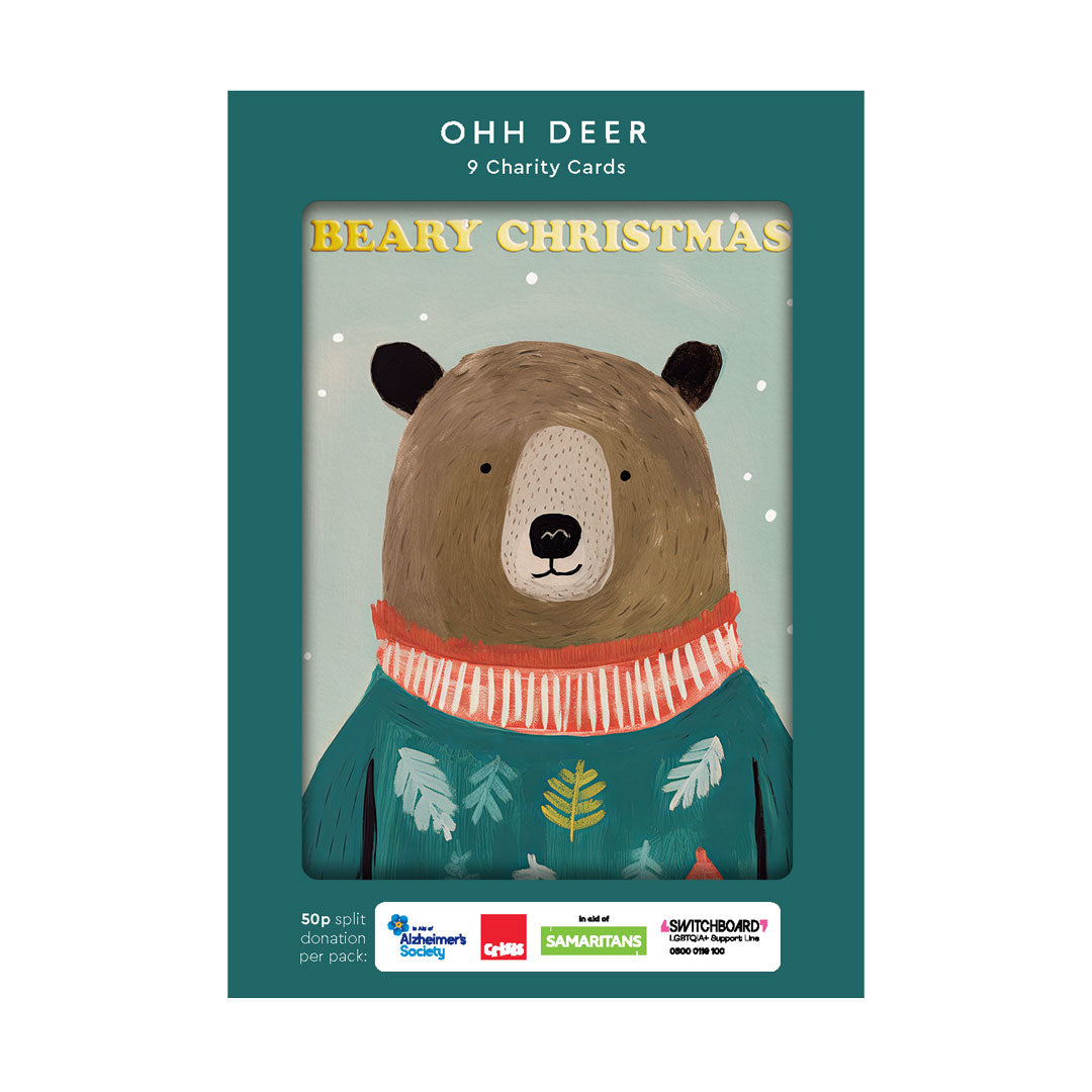 Festive Bears x 3 Charity Christmas Cards Pack of 9