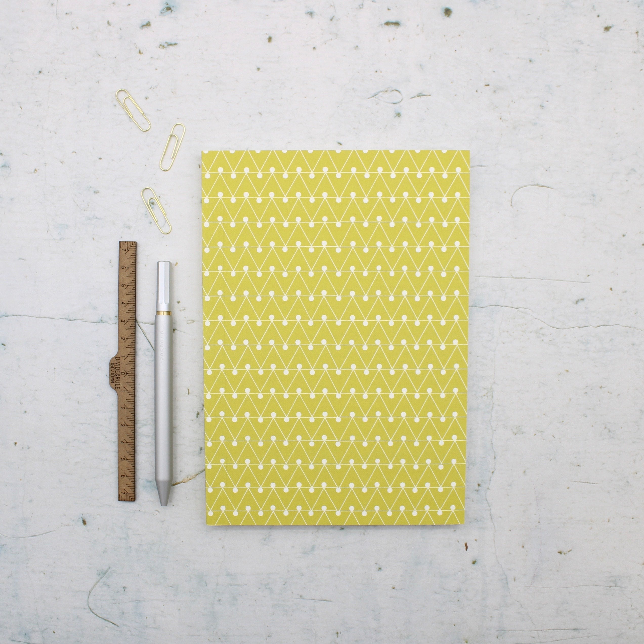 Ola A5 Lime Triangles Notebook - Plain