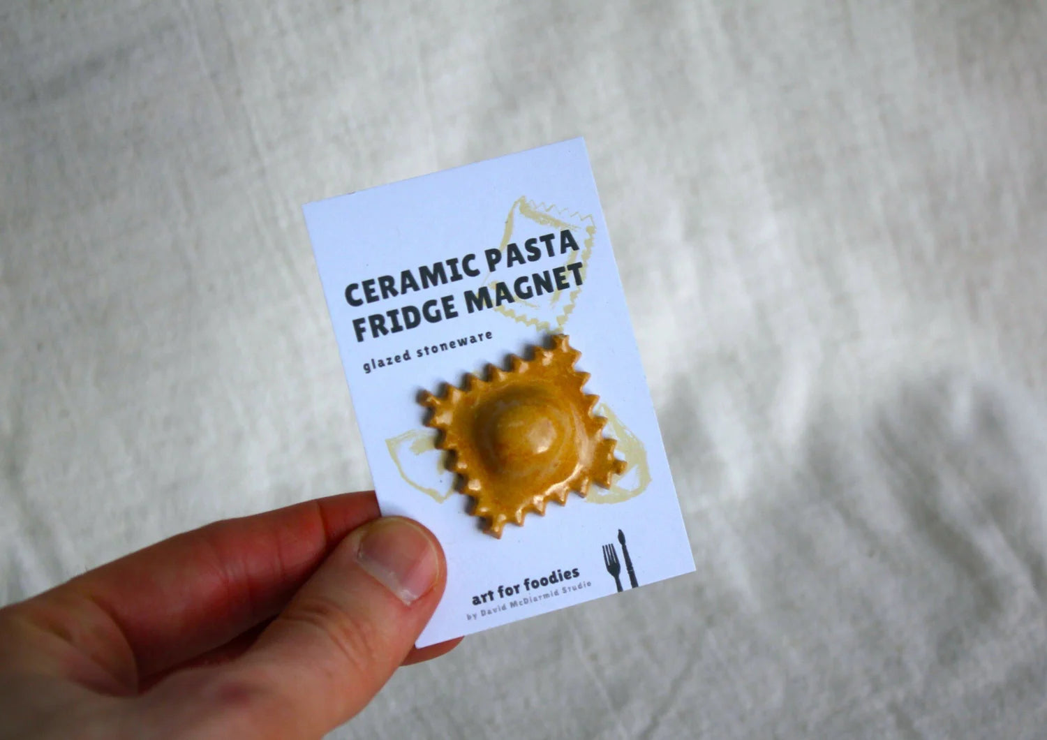 Raviolini Ceramic Pasta Fridge Magnet in Plain Glaze