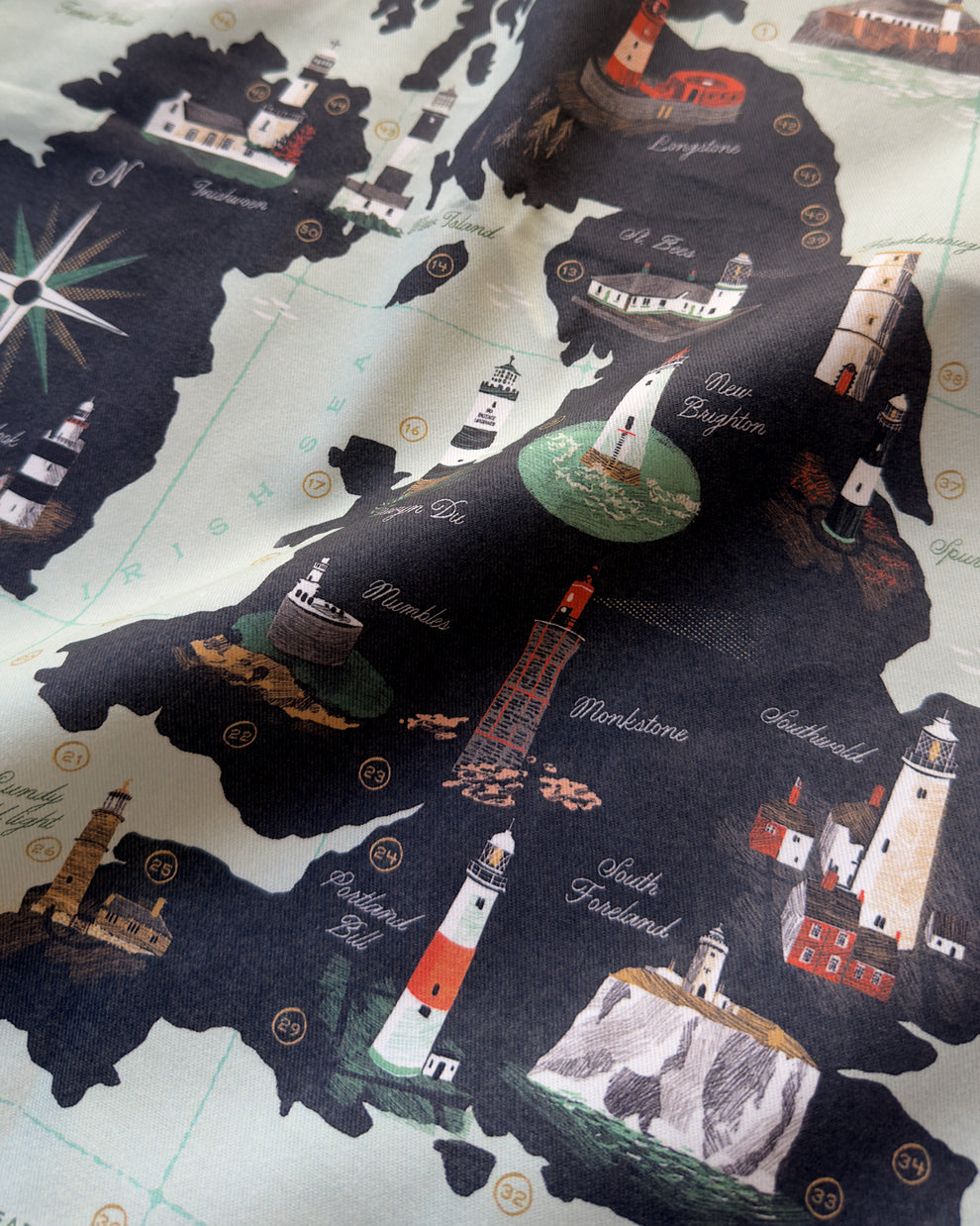 Lighthouses of UK & Ireland Tea Towel
