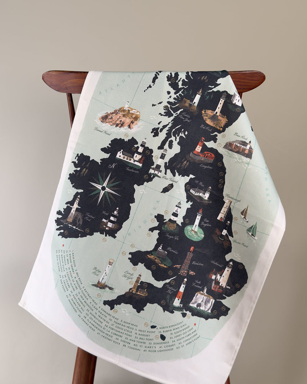 Lighthouses of UK & Ireland Tea Towel