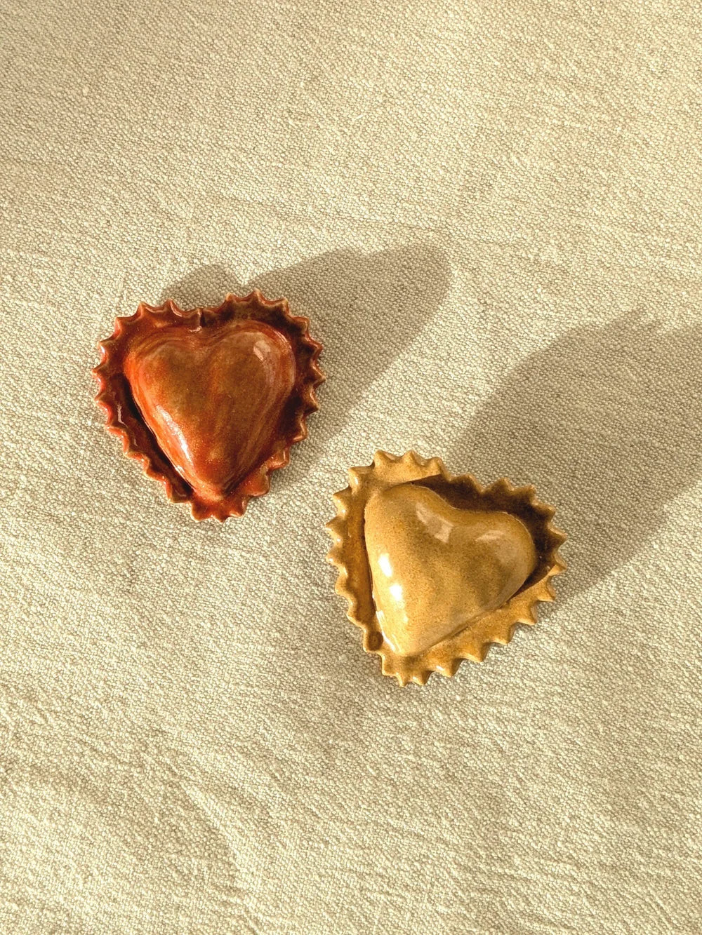 Heart Shaped Ravioli Ceramic Pasta Fridge Magnet in Plain Glaze