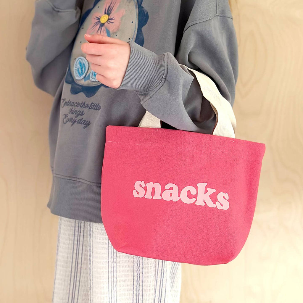Snacks - Little Bright Pink Canvas Bag