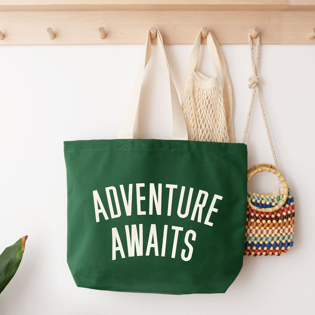 Adventure Awaits - Forest Green Canvas Tote Bag