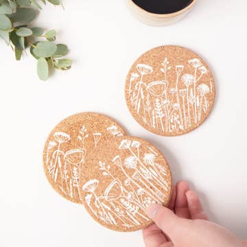 Cork Coaster - Flowers