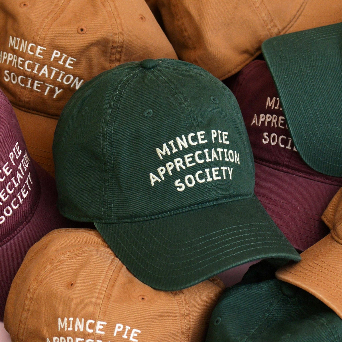 Mince Pie Appreciation Society - Cotton Baseball Cap - Green