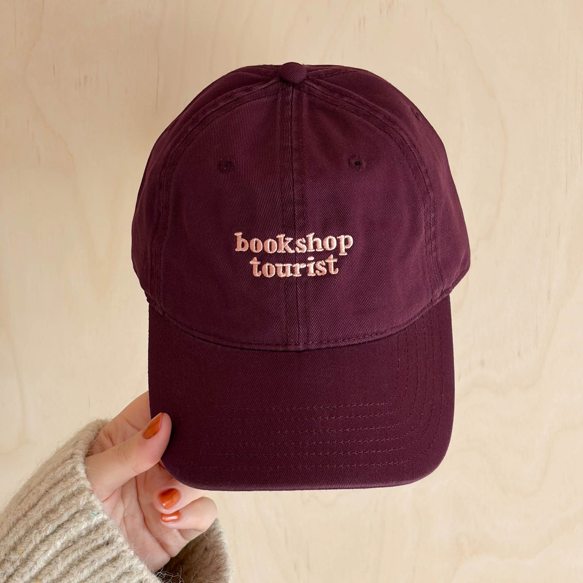 Bookshop Tourist - Cotton Baseball Cap - Burgundy