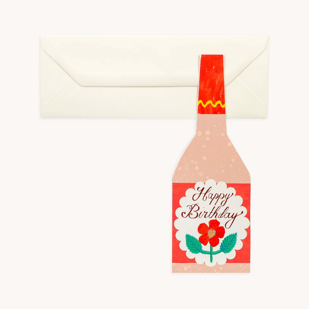Birthday Rose Wine Bottle Card