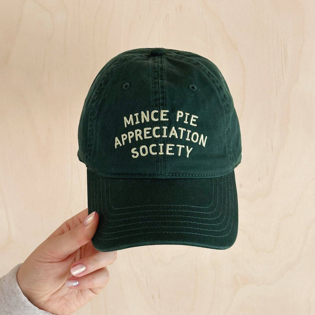 Mince Pie Appreciation Society - Cotton Baseball Cap - Green
