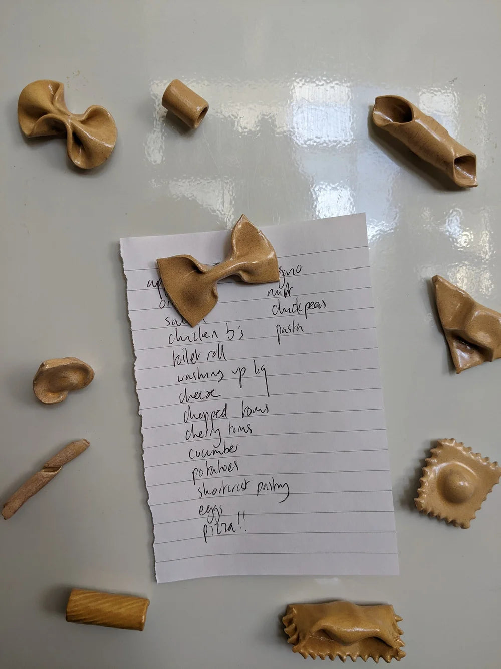 Farfalle Ceramic Pasta Fridge Magnet in Plain Glaze